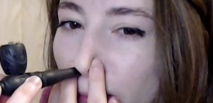 Ellie smokes pipe for the first time