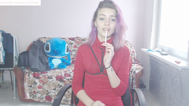 Alsa - beautiful sexy girl - smokes in red clothes!