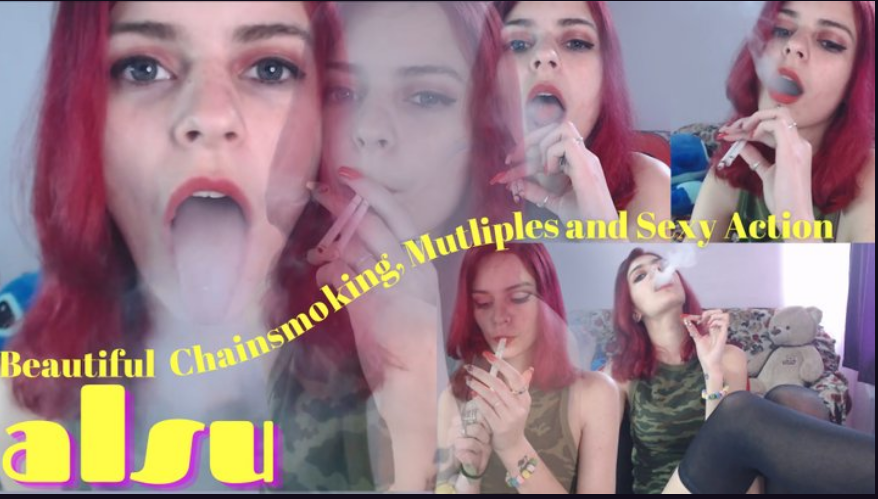 Beautiful Alsu Chainsmoking, Mutliples and Sexy action